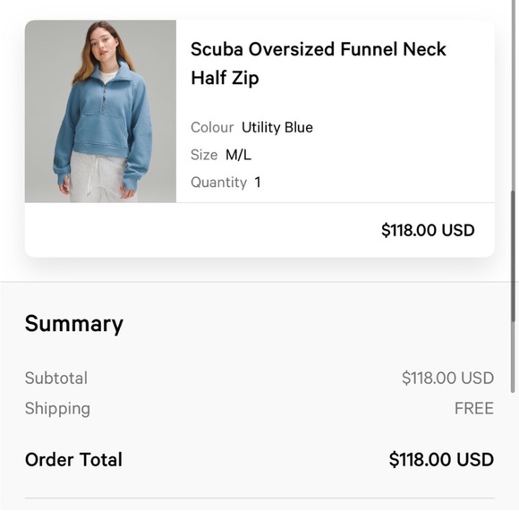 Lululemon Scuba Oversized Funnel Neck, M/L, Utility Blue - Picture 4 of 7